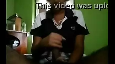 Sweet teen sees and dick gives a handjob for the first time