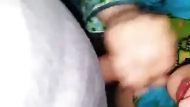 Cheater paki bhabhi in suit giving handjob and blowjob to lover big boobs hanging