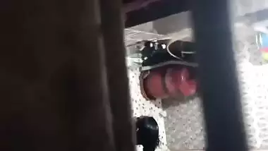 Neighbor aunty taking bath caught by voyeur